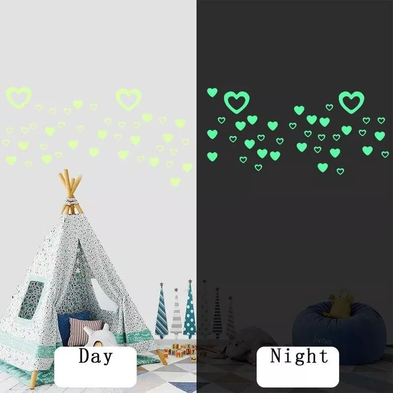 60pcs/set Cute Heart Love Luminous Wall Stickers Bedroom Switch Glow in the Dark Home Decor Peel & Stick noctilucent Wallpaper 60pcs/set Cute Heart Love Luminous Wall Stickers Bedroom Switch Glow in the Dark Home Decor Peel & Stick noctilucent Wallpaper
