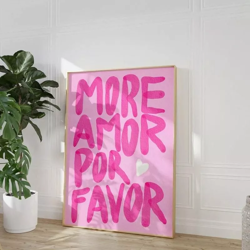Maximalist More Amor Por Favor Poster Colorful Eclectic Pink Love Quote Wall Art Canvas Painting For Living Room Home Decor Maximalist More Amor Por Favor Poster Colorful Eclectic Pink Love Quote Wall Art Canvas Painting For Living Room Home Decor